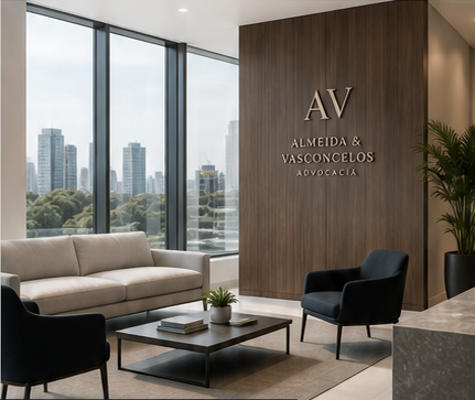 Interior contemporâneo de um escritório de advocacia